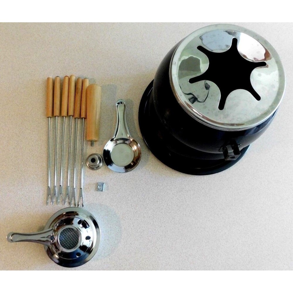 Steel Black Fondue Set